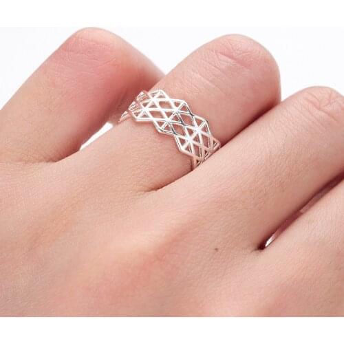 QIMING Hollow Out Band Wide fashion Ring Women Adjustable Fashion Minimalist Jewelry Accessories Indian Cheap Rings Ladies Gift