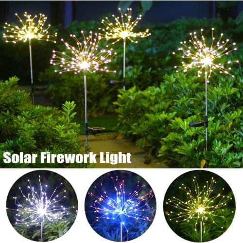 90/120/150LED Solar Fireworks Lights Waterproof Dandelion Solar Outdoor Fairy Light for Garden Lawn Landscape Holiday Light