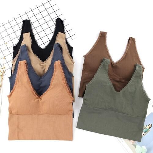 V-shaped Camisole Sexy Lace Vest Bras Tight-fitting Push Up Comfortable Breathable Ladies Wireless Seamless Underwear