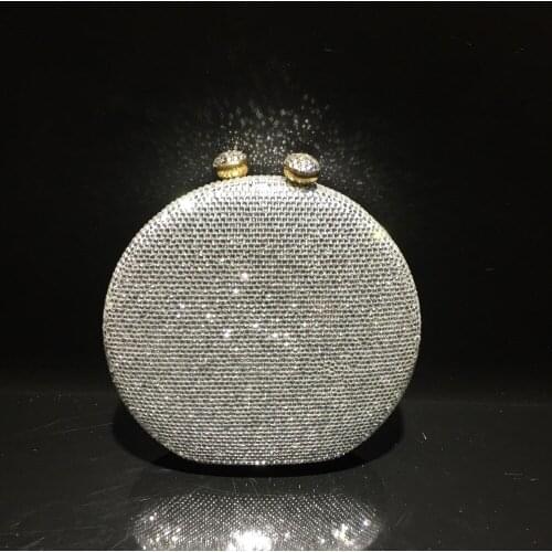 17.5x16.5CM Diamond-studded Evening Bag Clutch Bag Wedding Banquet Diamond Bag Crystal Bag Chain Female Round Bag a6868