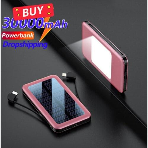 30000mAh Solar Power Bank Waterproof and Shockproof Outdoor Mini Portable Fast Charging External Battery for Samsung Xiaomi