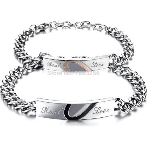 His and Hers Fashion Real Love Stainless Steel Bangle Couple Bracelet Lovers Jewelry Gift Hot n772