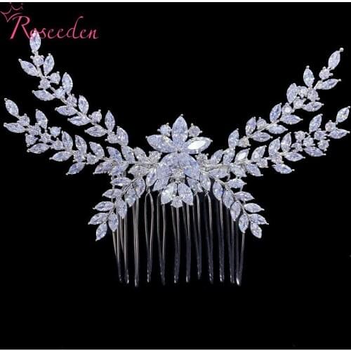 Cubic Zirconia Wedding Hair Comb Hairpin CZ Rhinestone Bridal Hair Jewelry Accessories Ladies Headdress crown RE3676