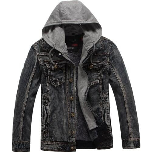 Winter Jacket Men Denim Jacket Men Fleece Thick Warm Fleece Overcoat Men Outerwear Hooded Single Breasted Chaquetas Hombre M-3XL