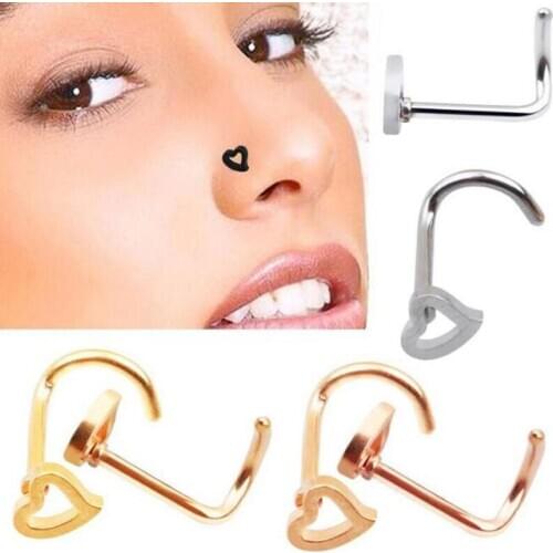 1pc Fashion Body Jewelry Heart Stainless Steel Nose Ring & Studs Stainless Steel Nose Piercing Punk Party