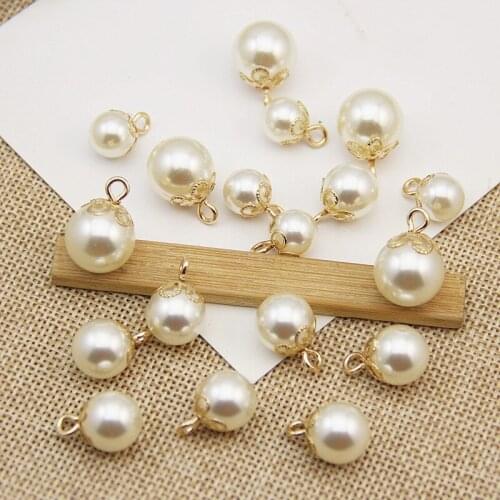 10pcs 4/8/10/14mm Pearl Buttons Sliver/gold Shank Buttons For Garment Clothing Sewing Accessories Jewelry Pendant Diy Decoration