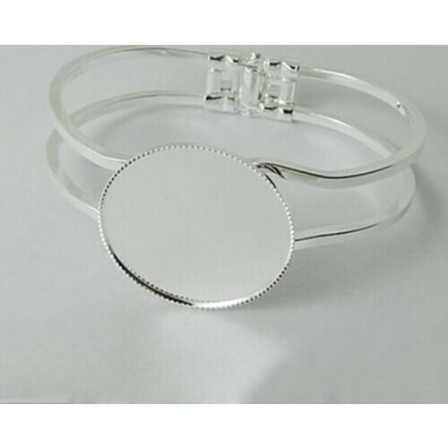 100PCS Silver Plated 20mm/25mm/30mm Round Blank Bracelet Base Cabochon Setting Accessories Free Shipping CFS227
