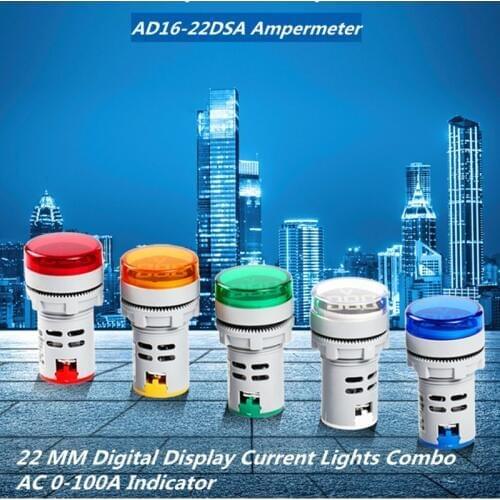 20V AC 22mm Digital Display Amper Monitor Current Indicator Signal Light r Measuring 0-100A Ampere Indicator light