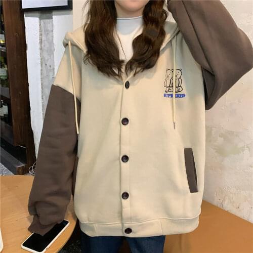 2021 New Hoodie Women Preppy Style Hoodie All-match Loose Couple Top Cardigan Jacket Women Large Sweatshirt plus size hoodies