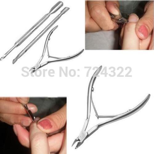 5set Stainless Steel Nail Tool Cuticle Nipper Spoon Cuticle Pusher Remover Cutter Clipper manicure shovel Free Shipping