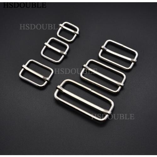 500pcs/pack Silver Metal Slides Tri-Glides Wire-Formed Roller Pin Buckles Strap Slider Adjuster Buckles
