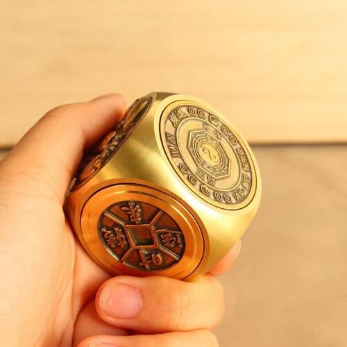 6 Sided Rotation Lucky Fortune Make Money Brass Zodiac Tai Chi EDC Super Decompression Artifact Good Luck Stress Reliever Tool