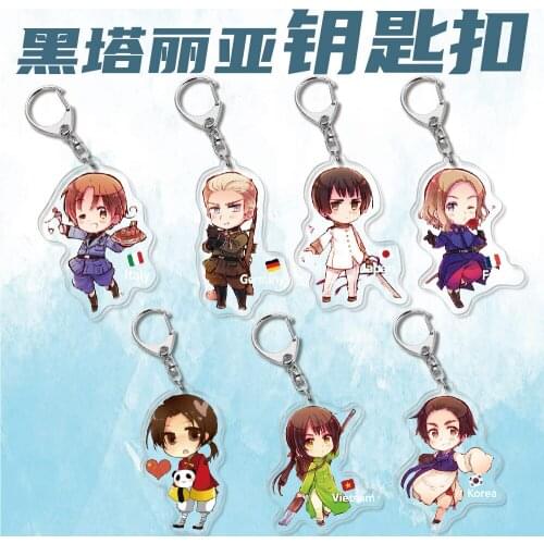 Anime Axis Powers Cosplay Acrylic Keychain Toy APH Hetalia Figures Keyring Double-sided Key Chain Pendant Gift