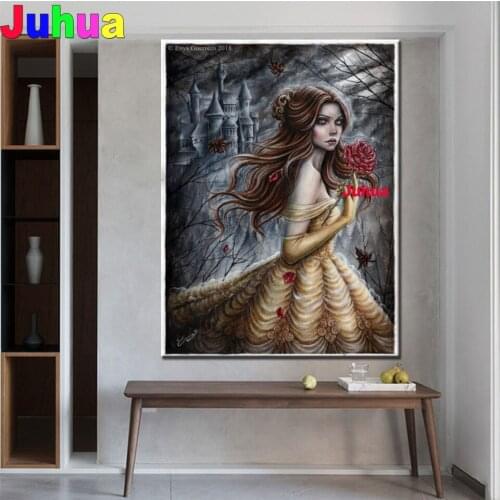 DIY Diamond Embroidery Vampire,5D Diamond Painting "Fantasy Castle Fairy" Gothic Girl Mosaic Home Decor Full Rhinestone Picture