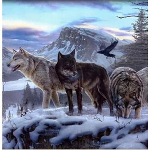 Diamond Painting 5D DIY Animal Painting Snow Mountain Wolf Beauty Picture Square/Round Diamond Cross Stitch Decorative Art TX223