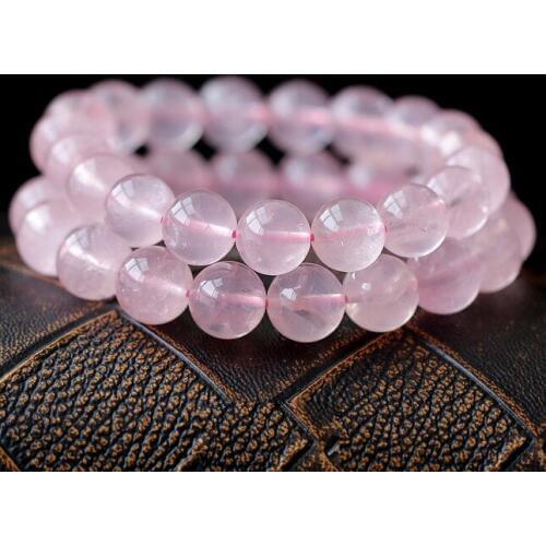 BB-016 Summer Girls Fashion Crystal Bracelets Natural Pink Quartz 6mm 8mm Round Beads Bracelet 10pcs lot