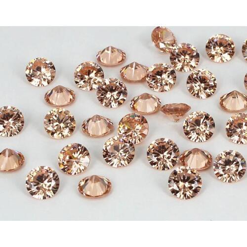 Champagne Color Stones Round Pointback Design Cubic Zirconia Beads Supplies For Jewelry 3D Nail Art Decorations DIY 4-18mm