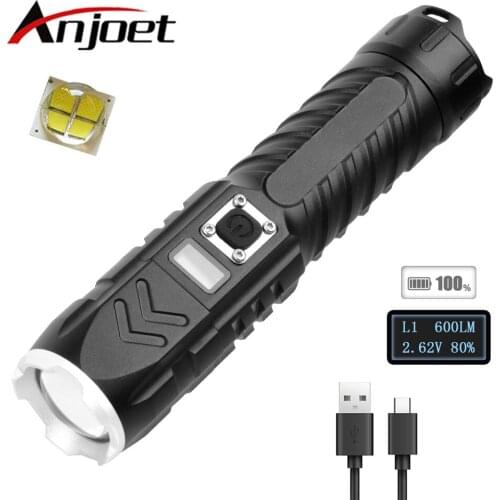 4-core XHP90.2 Smart Power Display Led Flashlight Usb Rechargeable Powerbank 18650 26650 Battery Torch Aluminum Zoomable Lantern