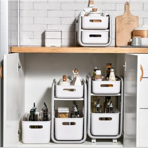 Creative kitchen drawer type shelf multi-purpose table sundries arrangement rack double layer push pull storage rack