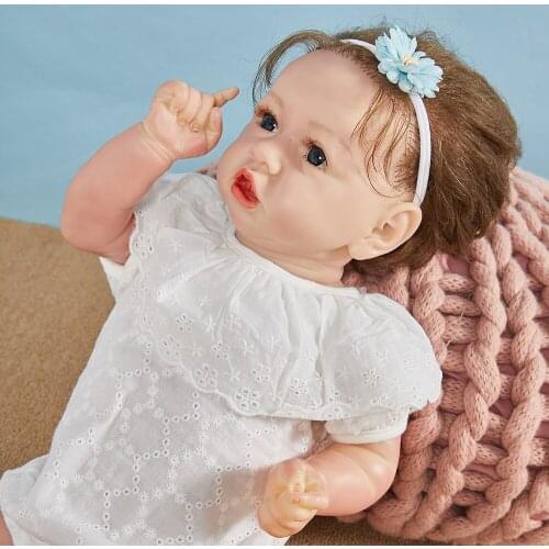 22inch About 55CM Reborn Baby Lifelike Girl White Princess Dress Clothes Handmade Reborn Baby Doll Gift For Children Playmate