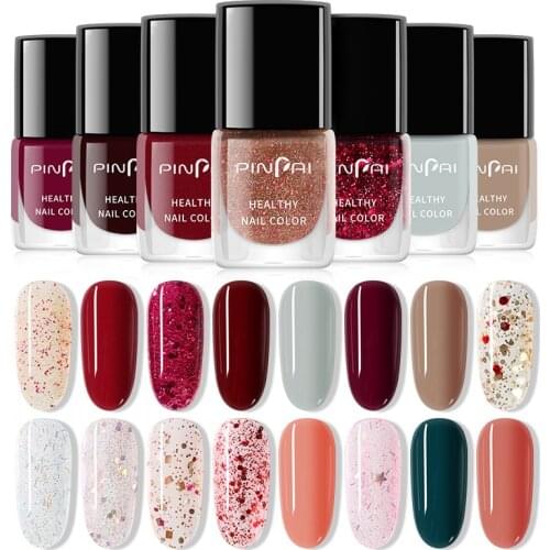 6ML Nail Polish Nail Art Varnish Glitter Sequins Soak Off UV Gel Semi Permanant Primer Manicure Top Coat Gel Hybrid Nail Polishe