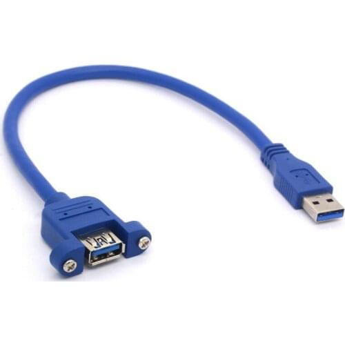 LBSC USB 3.0 Extension Cable USB 3.0 Male to Female Adapter Cord with Screw Panel Mount For Industrial Computer PC 30CM
