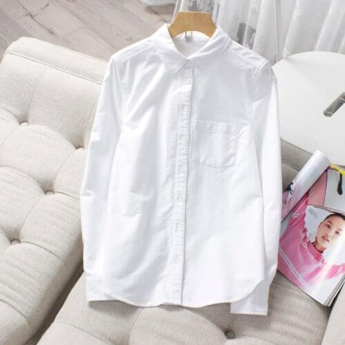 Summer New 100% Cotton Women White Shirts 2021 Loose Turn-Down Collar Office Lady Elegant Blouse Outwear Tops