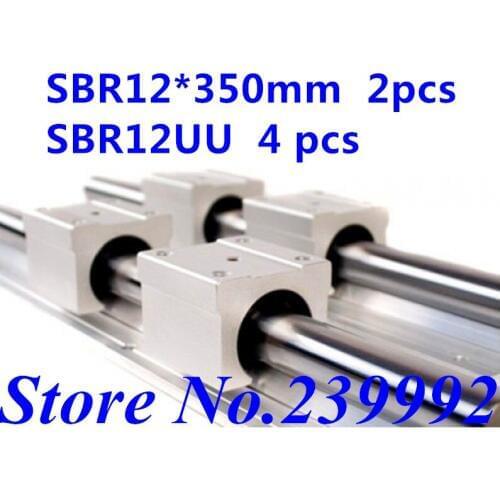 12mm linear rail SBR12 350mm 2 pcs and 4 pcs SBR12UU linear bearing blocks for cnc parts 12mm linear guide