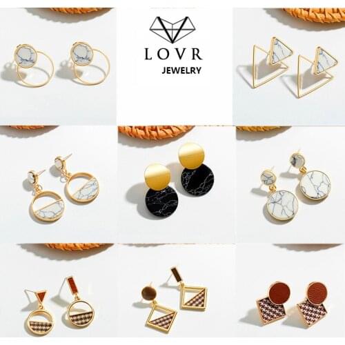 LOVR Korean Acrylic Earrings For Women 2020 Fashion Vintage Geometric Round Gold Dangle Drop Earrings kolczyki Female Jewelry