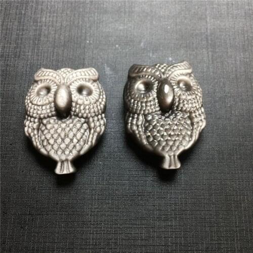 Fashion Hand Carved owl Pendant Natural Scrub silver Obsidian Gem stone Jewelry Necklace