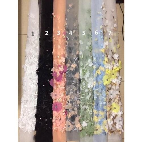 Fashion design African Lace fabrics /beaded Embroidered mesh tulle Lace L-724 High Quality guipure lace Fabrics for wedding