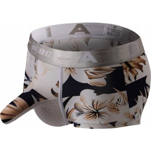 Men Boxer Shorts Flower Printed Elephant Pouch Trunks Low Waist Male Underwear Calzoncillos Boxer Hombre Sexy Gay Panties M-XXL