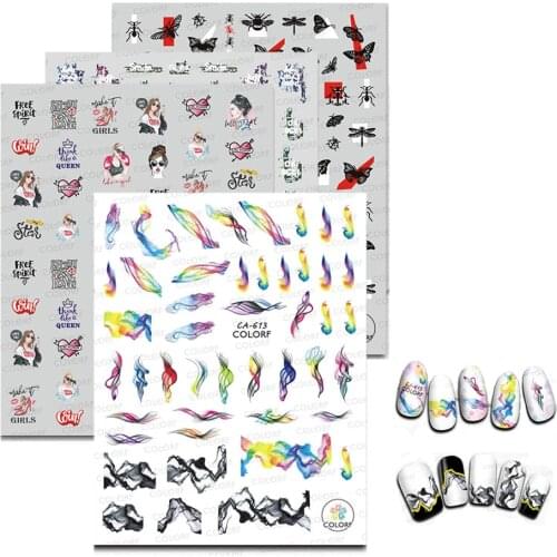 1pcs Nail Sticker Bee butterfly Sexy Girl 3D Nail Slider Decals Adhesive Manicure Tips Nail Art Decorations 2019 Newest