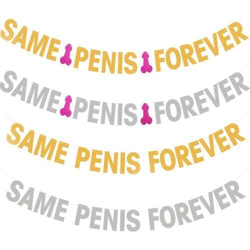 Silver Gold Glitter Same Penis Forever Bunting Banner Garland Girls Hen Night Bachelorette Party Decoration Supplies Accessories
