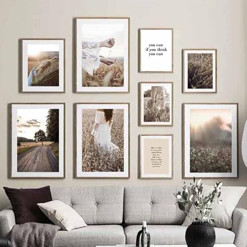 Wall Art Canvas Painting Sunny Country Wheat Field Girl Nordic Posters And Prints Wall Pictures For Living Room Home Decoration