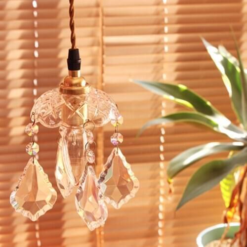 Nordic crystal luminaire suspendu handmade wicker hanging lamp living room decoration lamparas de techo ventilador de techo