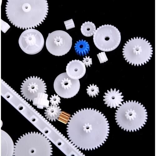 2017 New 60 Pcs/set Plastic Gear Set DIY Rack Pulley Belt Worm Single Double Gears Wholesale