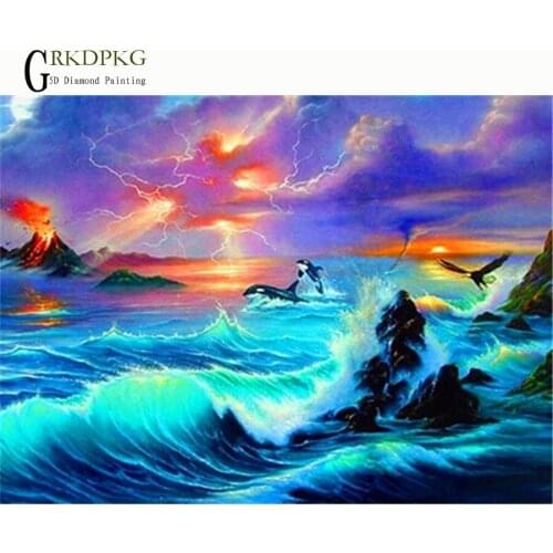 New 5D DIY Diamond drawing,Diamond embroidery,Cross stitch,dolphin,sea,sunlight,akvaryum dekor,Unfinished decorative painting