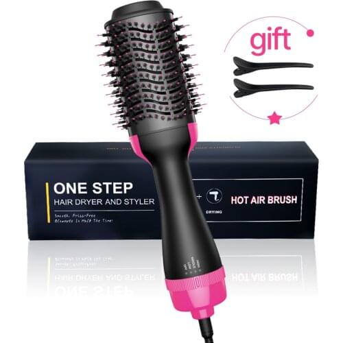 1000W 2 in 1 One Step Hair Dryer & Volumizer Electric Blow Dryer Hot Air Brush Hair Straightener Curler Comb Hair Dryer Brush