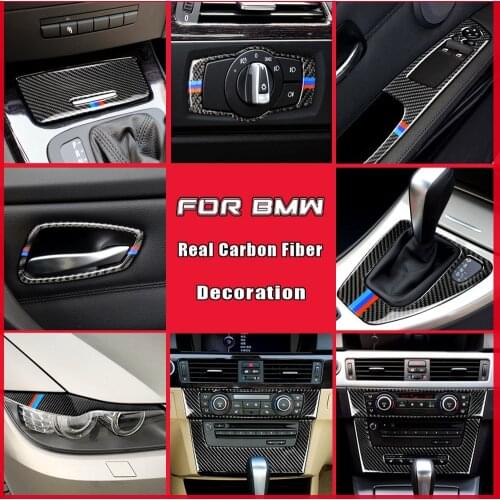 For BMW Old 3 series E90 E92 E93 Accessories Interior Real Carbon Fiber Ashtray Cigarette Case Panel Car Stickers