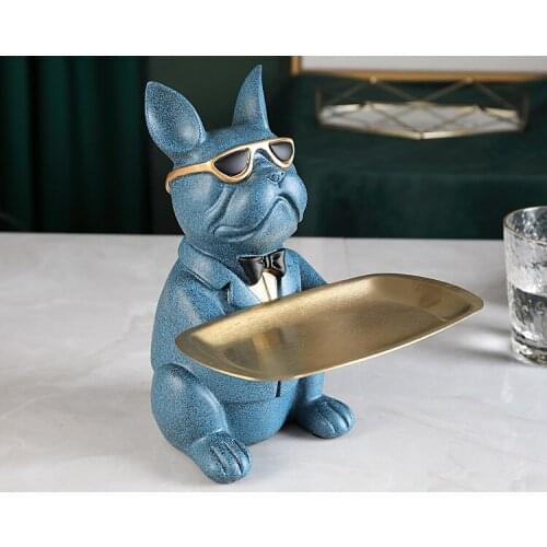 Resin Bulldog Sculpture Tabletop Storage Bulldogs Statue For Home Decor Desktop Figurine Decorative Coin Bank