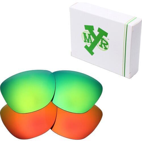 2 Pairs Mryok Anti-Scratch POLARIZED Replacement Lenses for Oakley Frogskins Sunglasses Emerald Green & Fire Red