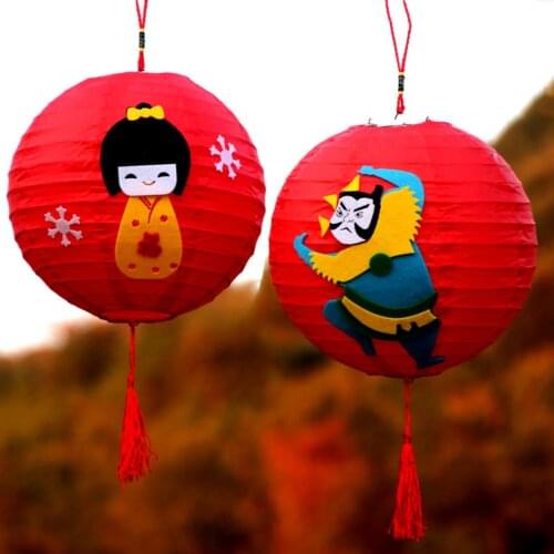 DIY Portable Luminous Paper Red Lantern Spring Festival Party Decoration Kids Gift Chinese New Year Decoration Home Decor