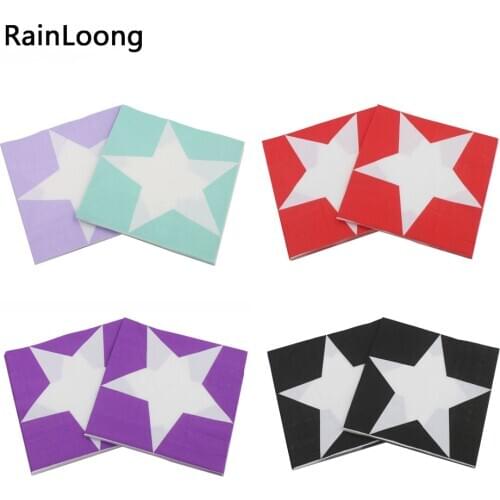 [RainLoong] Beverage Paper Napkins Five-pointed Star Event & Party Tissue Napkins Decoration Serviettes 33*33cm 1 pack