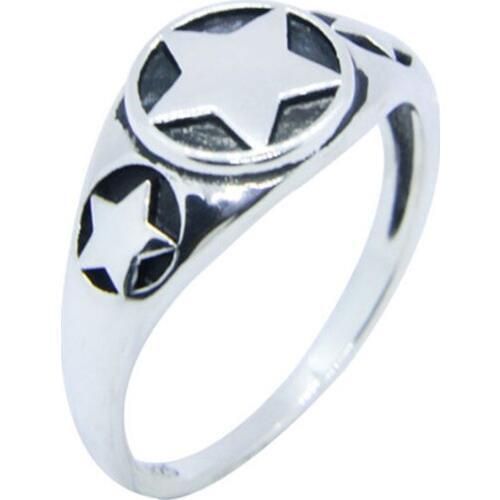 Size 6-10 Lady Girls Pentagram 925 Sterling Silver Ring Jewelry Newest S925 Star Ring