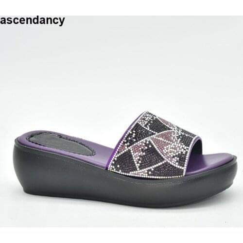 Crystal Sequins Platform Wedge Thick Sole Sandals High Heels Ladies Shoes and Sandals Womens Platform Heels with Rhinestone