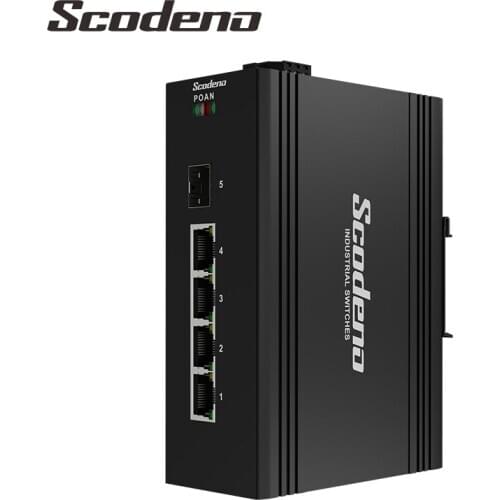 Scodeno 4 Port Industrial Gigabit DIN-Rail Network Unmanaged Switch,1SFP Slot, IP40
