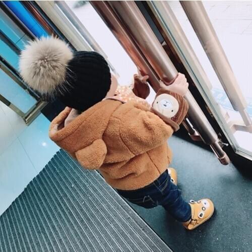 2021 New style Fashion Winter spring hats For Children Hat Skullies Beanies 15cm pompom fur Hat For Girls Cap bonnet enfant