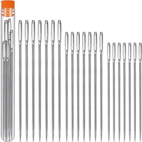 LMDZ 21 PCS Large Eye Sewing Needles, 1.97 in / 2.13 in / 2.4 in Sewing Stitch Needle Handmade Leather Needle Embroidery Thread