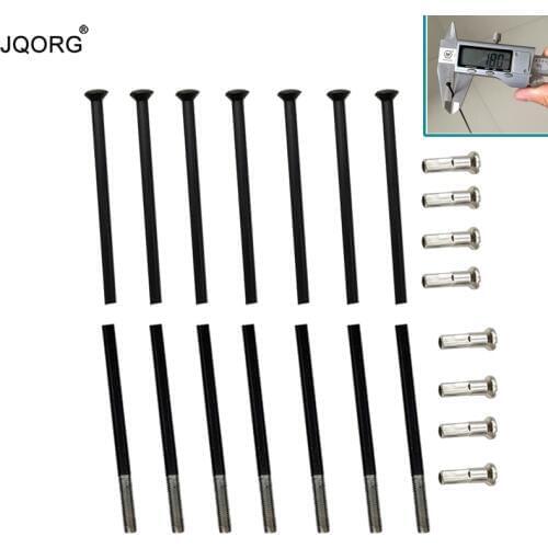 JQORG 15 Gauge Diameter 1.8mm Straight Head Pull Mountain Bike Wheel Spokes Black Color 304 Stainless Steel Round Bicycle Spokes